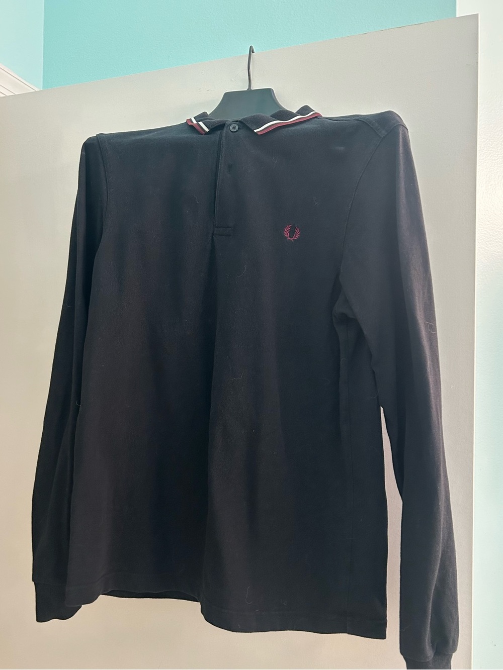 Fred Perry Black Long-Sleeve Polo with Contrast Trim